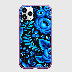 Чехол iPhone 11 Pro матовый Гжель, цвет: 3D-фиолетовый