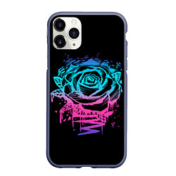 Чехол iPhone 11 Pro матовый Неоновая Роза Neon Rose, цвет: 3D-серый
