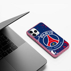 Чехол iPhone 11 Pro матовый ФК ПСЖ FC PSG PARIS SG, цвет: 3D-малиновый — фото 2