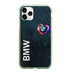Чехол iPhone 11 Pro матовый BMW Heart Grooved Texture, цвет: 3D-салатовый