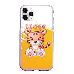 Чехол iPhone 11 Pro матовый Tiger, цвет: 3D-светло-сиреневый