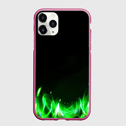 Чехол iPhone 11 Pro матовый Зеленый огонь, цвет: 3D-малиновый