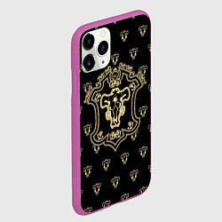 Чехол iPhone 11 Pro матовый Черные быки Чёрный клевер, цвет: 3D-фиолетовый — фото 2