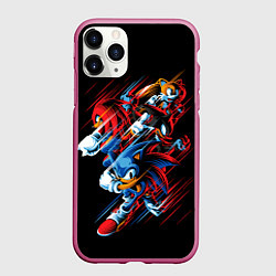 Чехол iPhone 11 Pro матовый Sonics team, цвет: 3D-малиновый