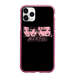 Чехол iPhone 11 Pro матовый Black Pink Art, цвет: 3D-малиновый