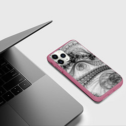 Чехол iPhone 11 Pro матовый Spilled ink Texture, цвет: 3D-малиновый — фото 2