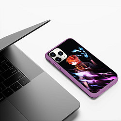 Чехол iPhone 11 Pro матовый ТАРТАЛЬЯ - GENSHIN IMPACT NEON, цвет: 3D-фиолетовый — фото 2