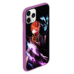 Чехол iPhone 11 Pro матовый ТАРТАЛЬЯ - GENSHIN IMPACT NEON, цвет: 3D-фиолетовый — фото 2