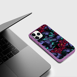 Чехол iPhone 11 Pro матовый Японские карпы, цвет: 3D-фиолетовый — фото 2