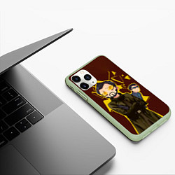 Чехол iPhone 11 Pro матовый Anime Adam Jensen, цвет: 3D-салатовый — фото 2