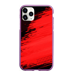 Чехол iPhone 11 Pro матовый ЧЕРНО-КРАСНЫЙ ГРАНЖ GRUNGE Z, цвет: 3D-фиолетовый