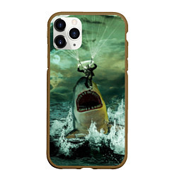 Чехол iPhone 11 Pro матовый Shark Attack Акула атакует