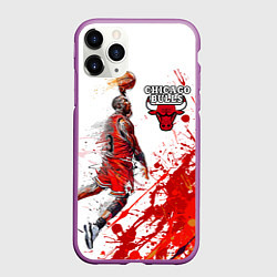 Чехол iPhone 11 Pro матовый CHICAGO BULLS 9, цвет: 3D-фиолетовый