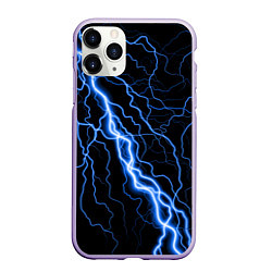 Чехол iPhone 11 Pro матовый ГОЛУБАЯ МОЛНИЯ ГРОЗА, цвет: 3D-светло-сиреневый