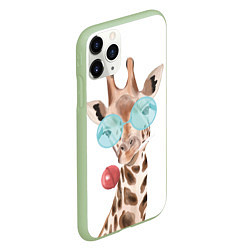 Чехол iPhone 11 Pro матовый Жираф в очках, цвет: 3D-салатовый — фото 2