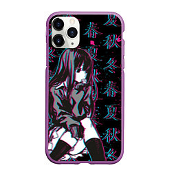 Чехол iPhone 11 Pro матовый Sad Anime Girl, цвет: 3D-фиолетовый