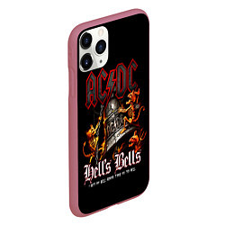 Чехол iPhone 11 Pro матовый ACDC Hells Bells, цвет: 3D-малиновый — фото 2