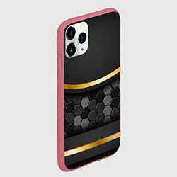 Чехол iPhone 11 Pro матовый 3D ТЕМНАЯ БРОНЯ С ЗОЛОТОМ, цвет: 3D-малиновый — фото 2