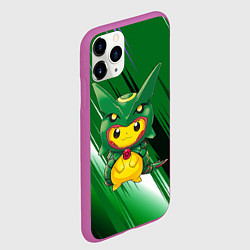 Чехол iPhone 11 Pro матовый Пикачу - дракон, цвет: 3D-фиолетовый — фото 2