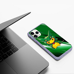 Чехол iPhone 11 Pro матовый Пикачу - дракон, цвет: 3D-светло-сиреневый — фото 2