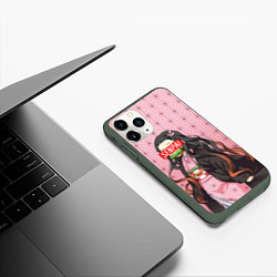 Чехол iPhone 11 Pro матовый SENPAI NEZUKO НЕЗУКО ПАТТЕРН, цвет: 3D-темно-зеленый — фото 2