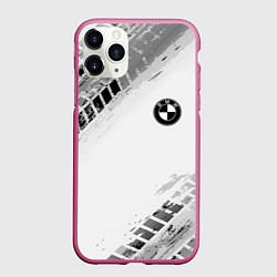 Чехол iPhone 11 Pro матовый BMW ПРОТЕКТОР ШИН, цвет: 3D-малиновый