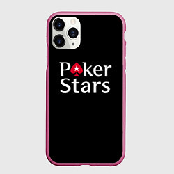 Чехол iPhone 11 Pro матовый Poker Stars, цвет: 3D-малиновый