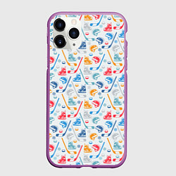Чехол iPhone 11 Pro матовый Хоккей, цвет: 3D-фиолетовый