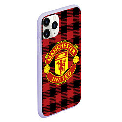 Чехол iPhone 11 Pro матовый Манчестер Юнайтед фон в клетку, цвет: 3D-светло-сиреневый — фото 2