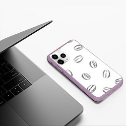 Чехол iPhone 11 Pro матовый Кофейные зёрна, цвет: 3D-сиреневый — фото 2