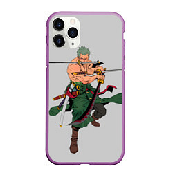 Чехол iPhone 11 Pro матовый Арт Ророноа Зоро, One Piece, цвет: 3D-фиолетовый