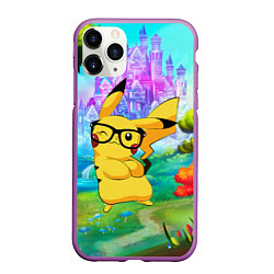 Чехол iPhone 11 Pro матовый Пикачу в сказочном королевстве, цвет: 3D-фиолетовый