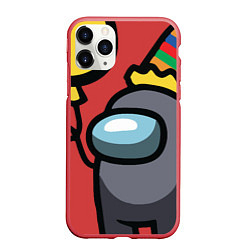 Чехол iPhone 11 Pro матовый AMONG US, цвет: 3D-красный