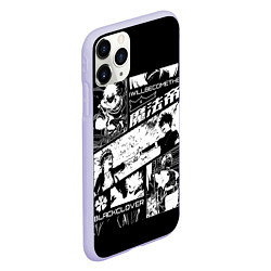 Чехол iPhone 11 Pro матовый Аста и Юна Черный клевер, цвет: 3D-светло-сиреневый — фото 2