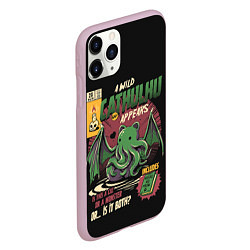 Чехол iPhone 11 Pro матовый Кот Ктулху, цвет: 3D-розовый — фото 2