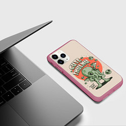Чехол iPhone 11 Pro матовый Милый Ктулху, цвет: 3D-малиновый — фото 2