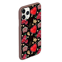 Чехол iPhone 11 Pro матовый Корона и розы, цвет: 3D-коричневый — фото 2