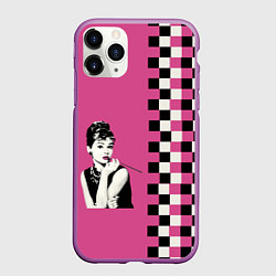 Чехол iPhone 11 Pro матовый Энди Уорхолл Одри Хебберн, цвет: 3D-фиолетовый