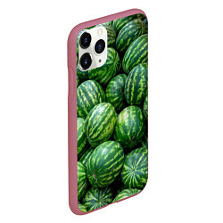 Чехол iPhone 11 Pro матовый Арбузы, цвет: 3D-малиновый — фото 2