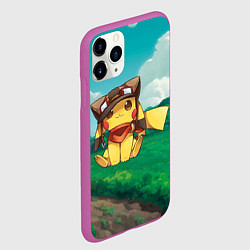 Чехол iPhone 11 Pro матовый Пикачу летчик, цвет: 3D-фиолетовый — фото 2