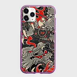 Чехол iPhone 11 Pro матовый Китайский Дракон, China Dragon, цвет: 3D-фиолетовый