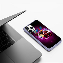 Чехол iPhone 11 Pro матовый Атака резинового Луффи One Piece, цвет: 3D-светло-сиреневый — фото 2