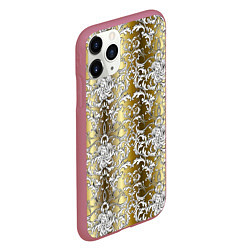 Чехол iPhone 11 Pro матовый Versace gold & white, цвет: 3D-малиновый — фото 2