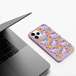 Чехол iPhone 11 Pro матовый Тигр в цветах, цвет: 3D-розовый — фото 2