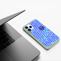 Чехол iPhone 11 Pro матовый Тельняшка со значком ВДВ, цвет: 3D-салатовый — фото 2
