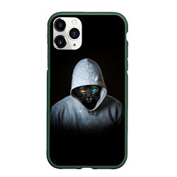 Чехол iPhone 11 Pro матовый РАЗНОГЛАЗЫЙ КОТ COLORED EYES Z, цвет: 3D-темно-зеленый
