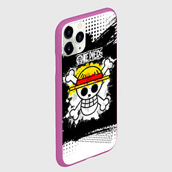 Чехол iPhone 11 Pro матовый Весёлый Роджер пиратов Соломенной Шляпы, цвет: 3D-фиолетовый — фото 2
