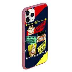 Чехол iPhone 11 Pro матовый Луффи, Зоро и Санджи One Piece, цвет: 3D-малиновый — фото 2