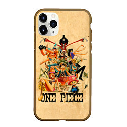 Чехол iPhone 11 Pro матовый One Piece пираты Соломенной Шляпы, цвет: 3D-коричневый