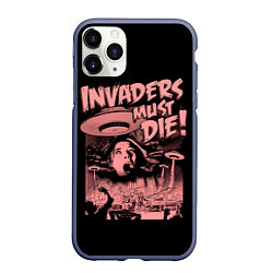 Чехол iPhone 11 Pro матовый Invaders must die, цвет: 3D-серый